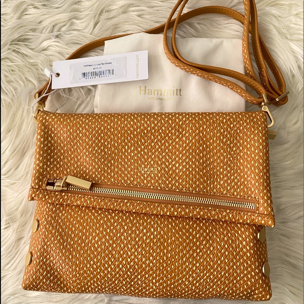 - NWT Hammitt VIP | Apricot Tan Snake/Brushed Gold | Med - Picture 2 of 12